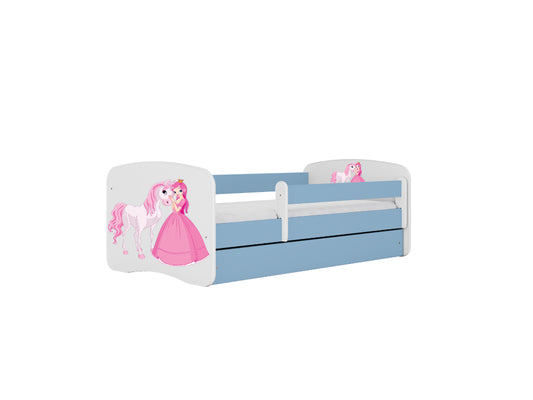 Cama 180 x 80 cm Kocot Kids com colchão BabyDreams Princess and Horse Blue