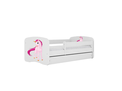 Cama 140 x 70 cm Kocot Kids com gaveta e colchão BabyDreams Unicorn White