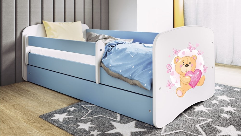 Cama 140 x 70 cm Kocot Kids com colchão BabyDreams Teddybear Butterflies Blue