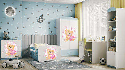 Cama 140 x 70 cm Kocot Kids com colchão BabyDreams Teddybear Butterflies Blue