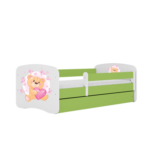 Cama 140 x 70 cm Kocot Kids com colchão BabyDreams Teddybear Butterflies Green