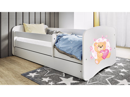 Cama 160 x 80 cm Kocot Kids com colchão BabyDreams Teddybear Butterflies White