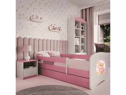 Cama 180 x 80 cm Kocot Kids com colchão BabyDreams Teddybear Butterflies Pink