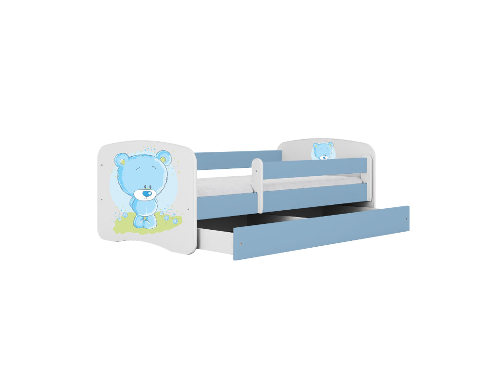 Cama 140 x 70 cm Kocot Kids com gaveta e colchão BabyDreams Blue Teddybear Blue