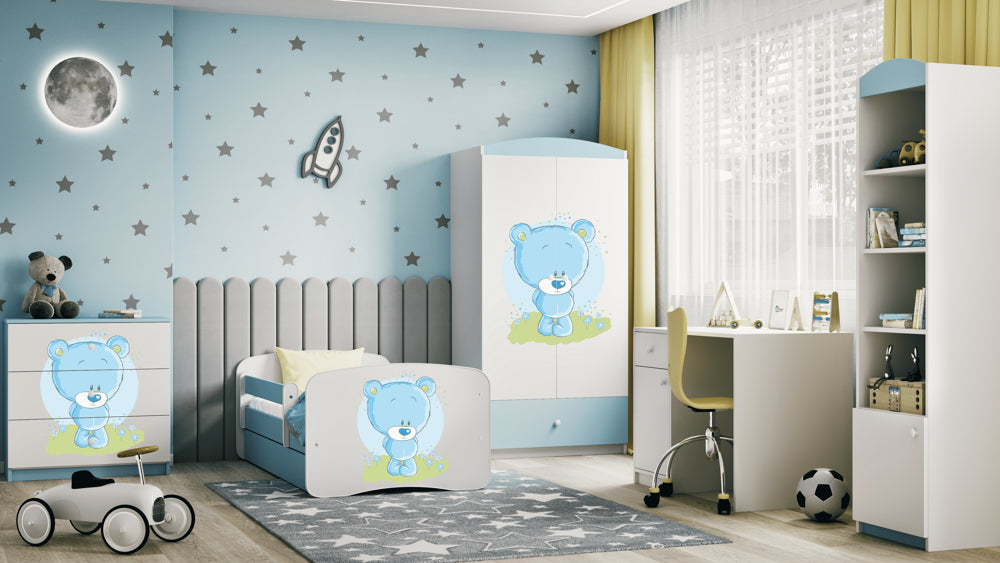 Cama 140 x 70 cm Kocot Kids com colchão BabyDreams Blue Teddybear Blue