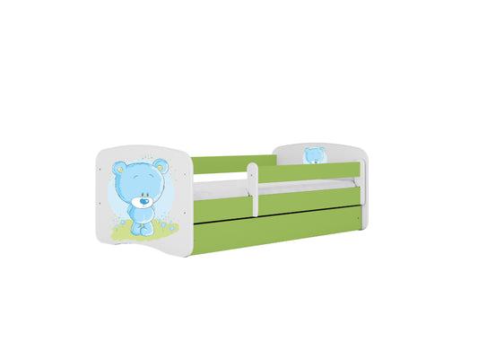 Cama 140 x 70 cm Kocot Kids com colchão BabyDreams Blue Teddybear Green