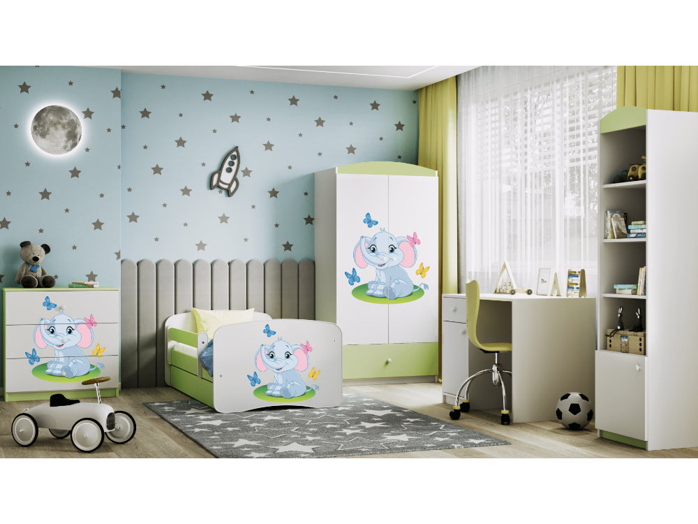 Cama 140 x 70 cm Kocot Kids com colchão BabyDreams Baby Elephant Green