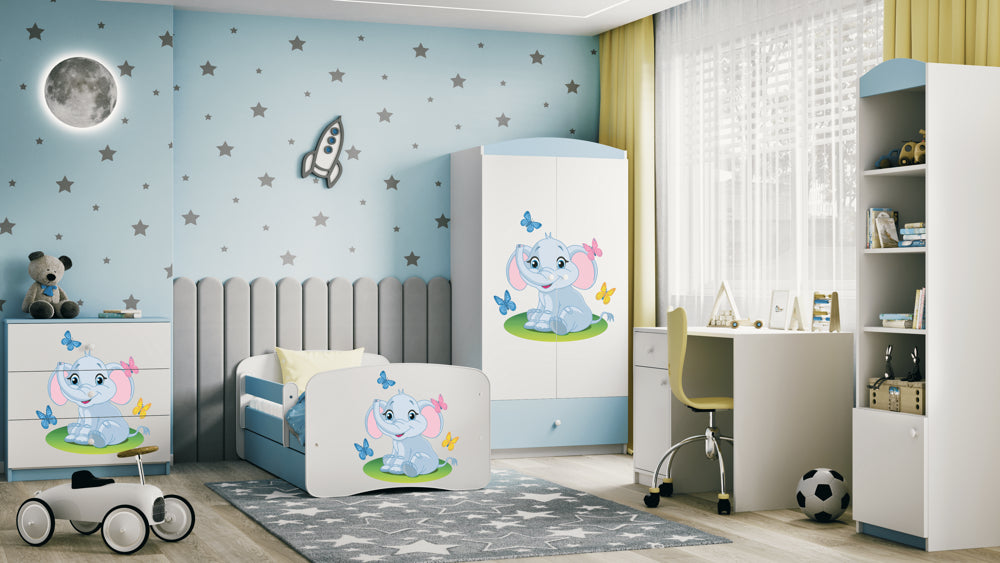 Cama 140 x 70 cm Kocot Kids com colchão BabyDreams Baby Elephant Blue