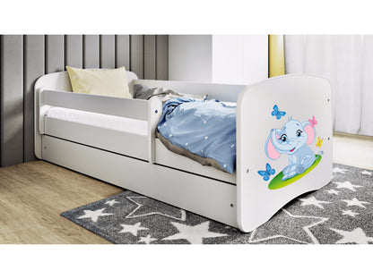 Cama 180 x 80 cm Kocot Kids com colchão BabyDreams Baby Elephant White