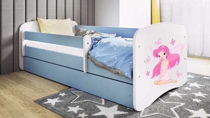 Cama 140 x 70 cm Kocot Kids com colchão BabyDreams Fairy Borboletas Blue