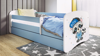 Cama 140 x 70 cm Kocot Kids com colchão BabyDreams Raccoon Blue
