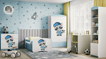 Cama 140 x 70 cm Kocot Kids com colchão BabyDreams Raccoon Blue