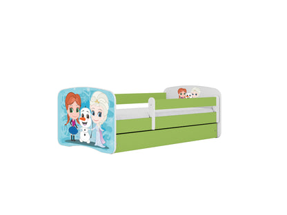 Cama 160 x 80 cm Kocot Kids com colchão BabyDreams Frozen Land Green