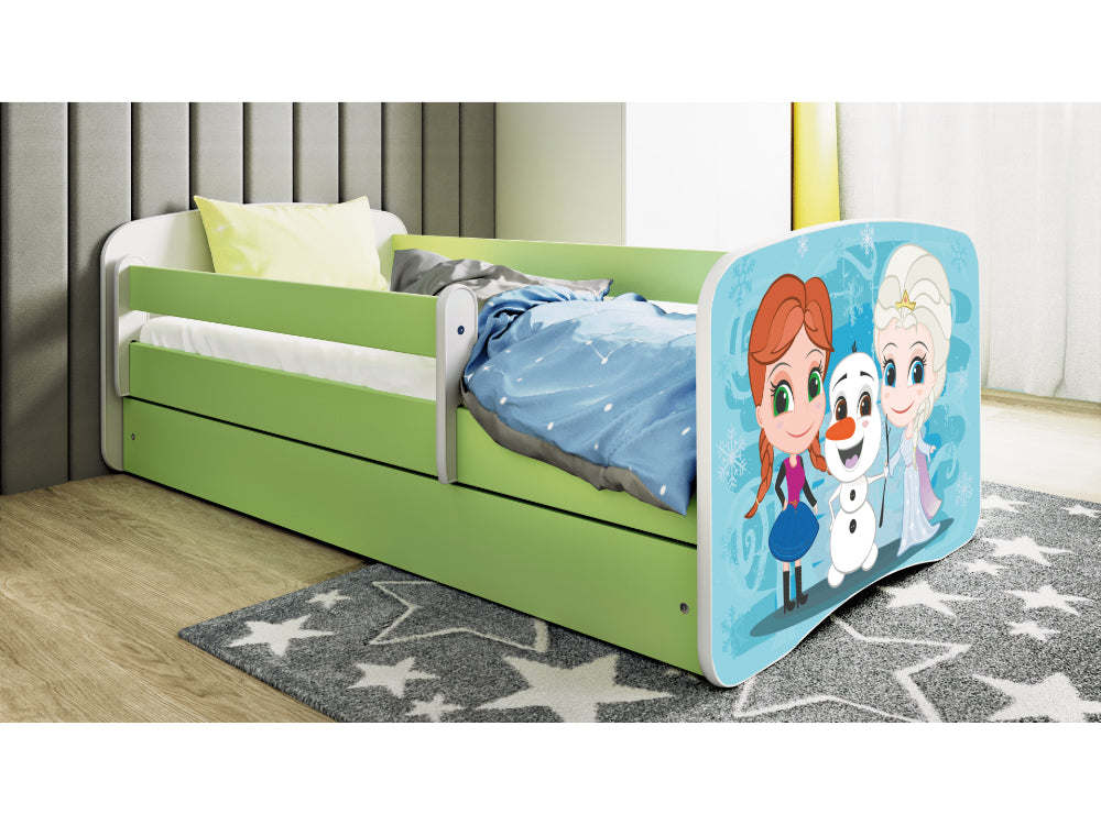 Cama 160 x 80 cm Kocot Kids com colchão BabyDreams Frozen Land Green