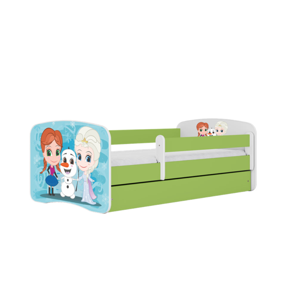 Cama 140 x 70 cm Kocot Kids com colchão BabyDreams Frozen Land Green