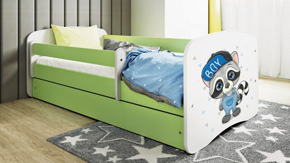 Cama 140 x 70 cm Kocot Kids BabyDreams Raccoon Green
