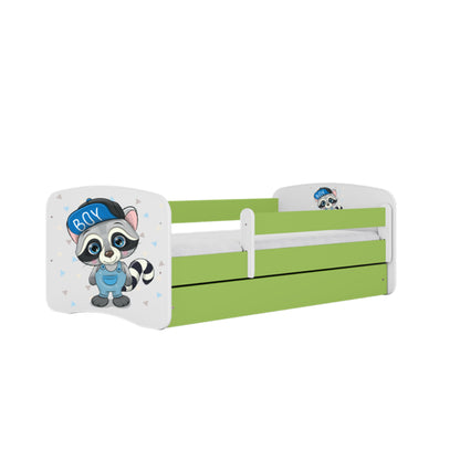 Cama 140 x 70 cm Kocot Kids com colchão BabyDreams Raccoon Green