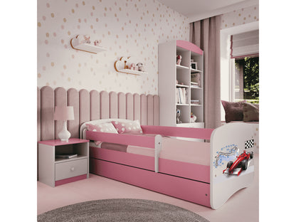 Cama 180 x 80 cm Kocot Kids com gaveta e colchão BabyDreams Formula Pink