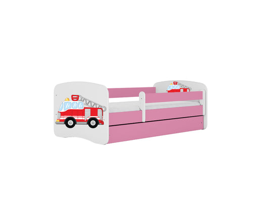 Cama 140 x 70 cm Kocot Kids com colchão BabyDreams Fire Brigade Pink