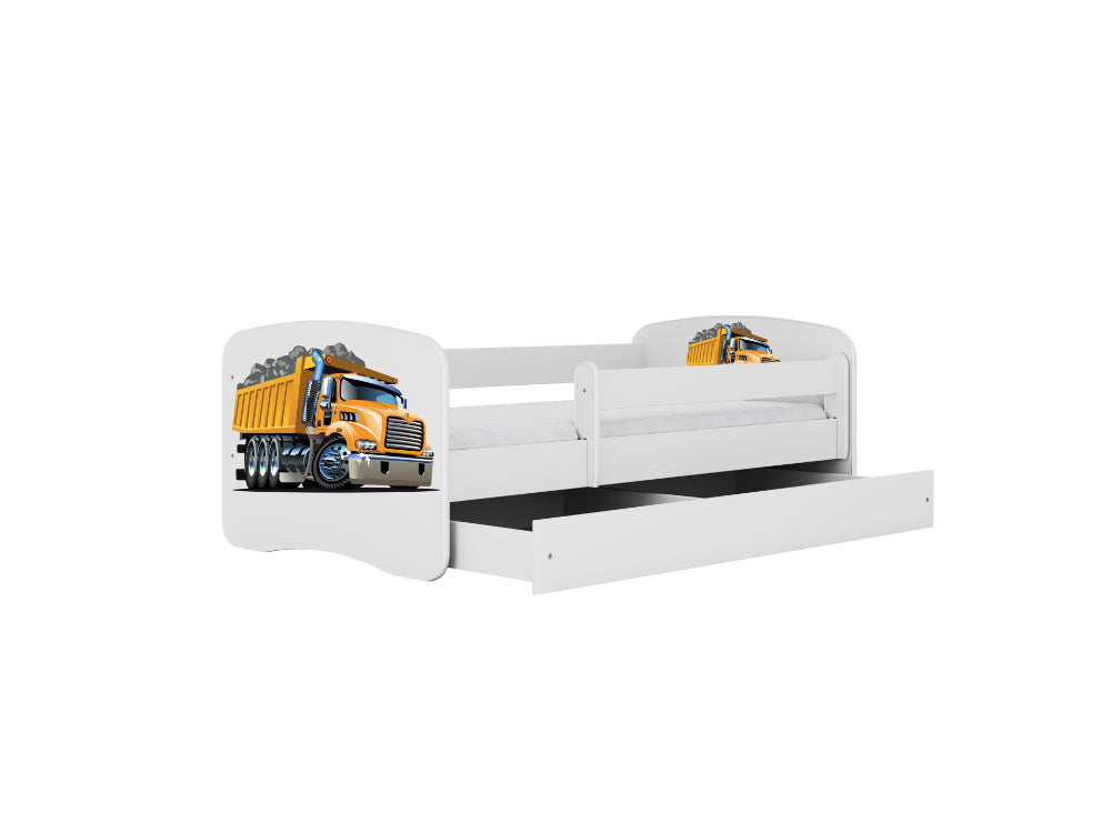 Cama 160 x80 cm Kocot Kids com gaveta e colchão BabyDreams Truck White