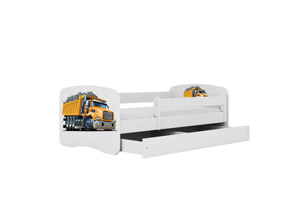 Cama 160 x80 cm Kocot Kids com gaveta e colchão BabyDreams Truck White