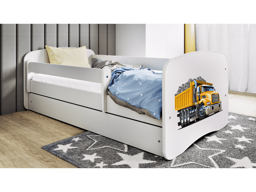 Cama 160 x80 cm Kocot Kids com gaveta e colchão BabyDreams Truck White