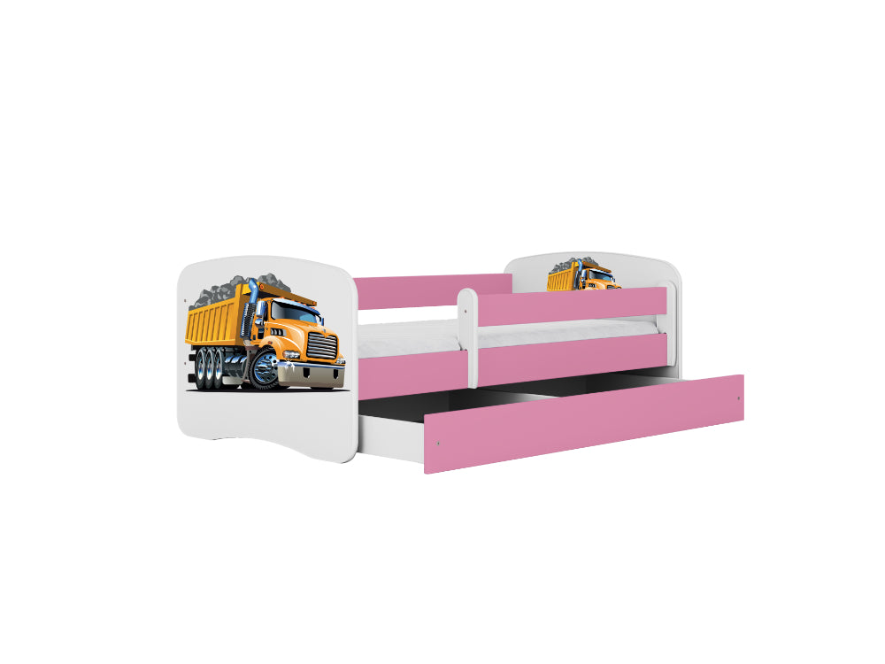 Cama 160 x 80 cm Kocot Kids com gaveta e colchão BabyDreams Truck Pink