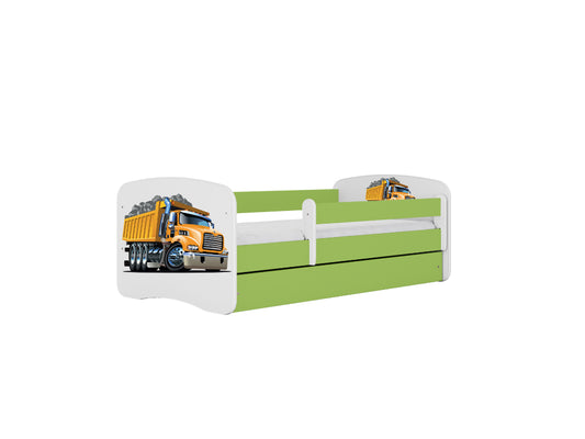 Cama 160 x 80 cm Kocot Kids com gaveta e colchão BabyDreams Truck Green
