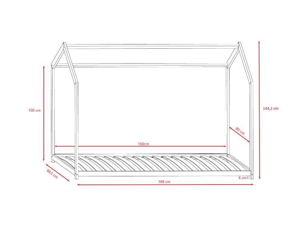 Cama 200 x 90 cm Kocot Kids Bella White