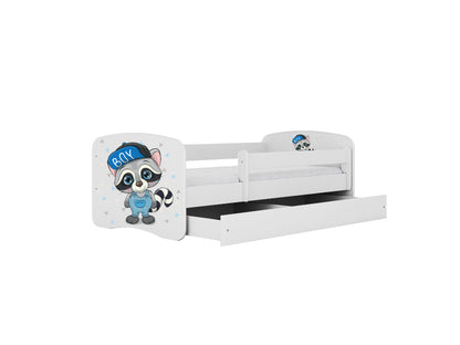 Cama 180 x 80 cm Kocot Kids com gaveta e colchão BabyDreams Raccoon White