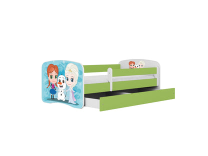 Cama 140 x 70 cm Kocot Kids com gaveta e colchão BabyDreams Frozen Land Green
