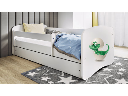 Cama 180 x 80 cm Kocot Kids com gaveta e colchão BabyDreams Baby Dino White