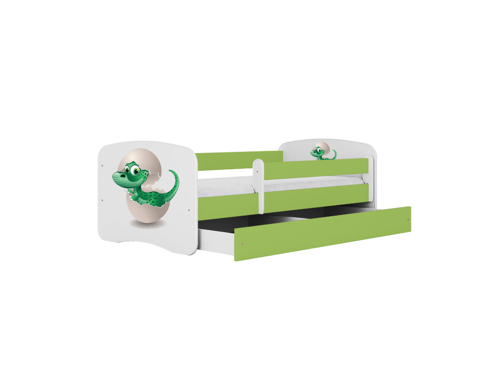 Cama 180 x 80 cm Kocot Kids com gaveta e colchão BabyDreams Baby Dino Green