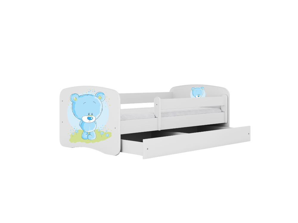 Cama 180 x 80 cm Kocot Kids com gaveta e colchão BabyDreams Blue Teddybear White