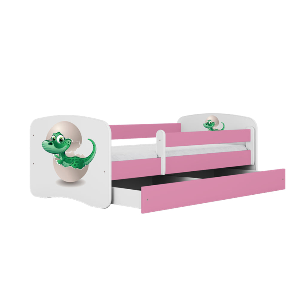 Cama 160 x 80 cm Kocot Kids com gaveta e colchão BabyDreams Baby Dino Pink