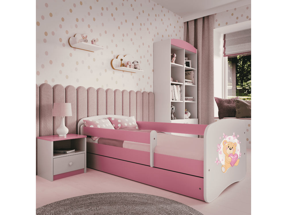 Cama 140 x 70 cm Kocot Kids com gaveta Babydreams Teddybear Butterflies Pink