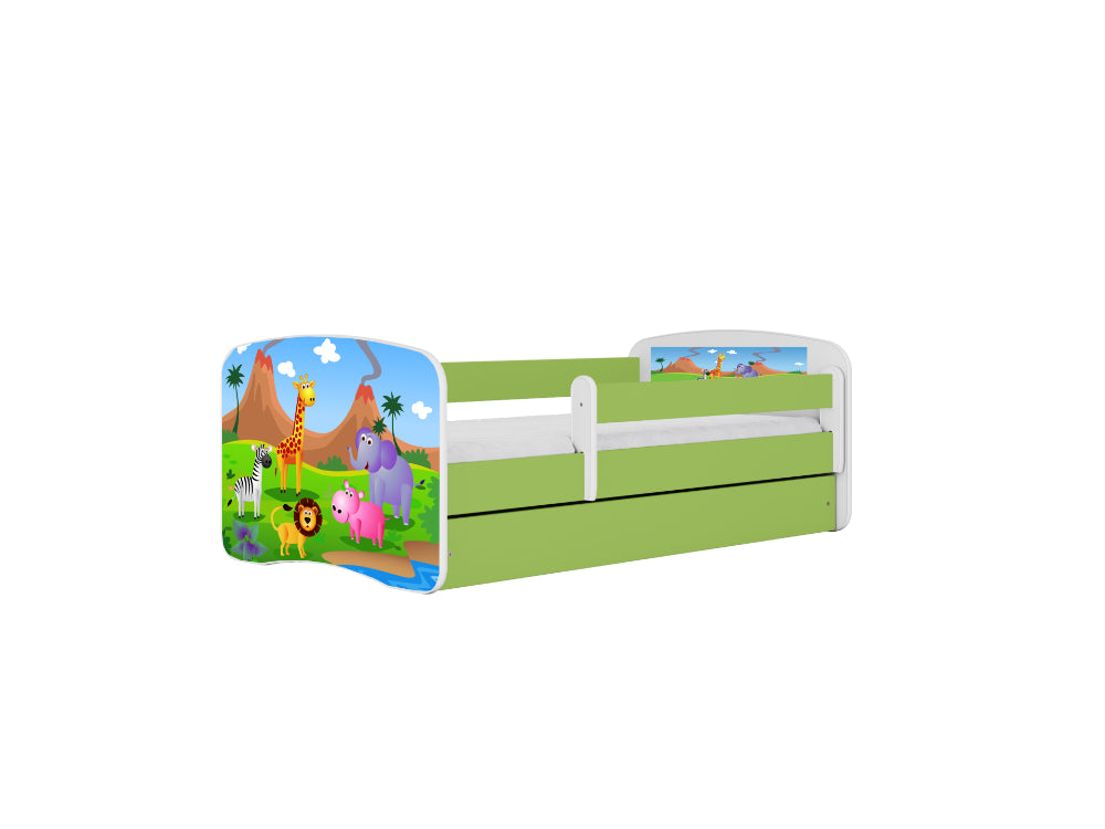 Cama 140 x 70 cm Kocot Kids com gaveta Babydreams Safari Green