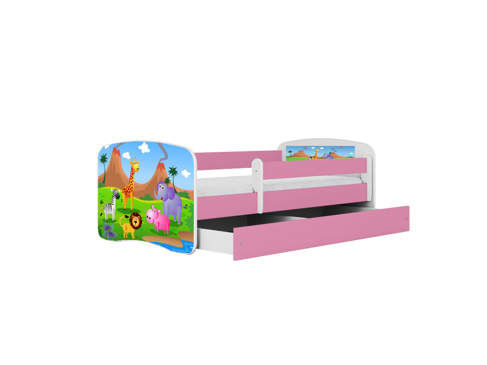 Cama 160 x 80 cm Kocot Kids com gaveta BabyDreams Safari Pink