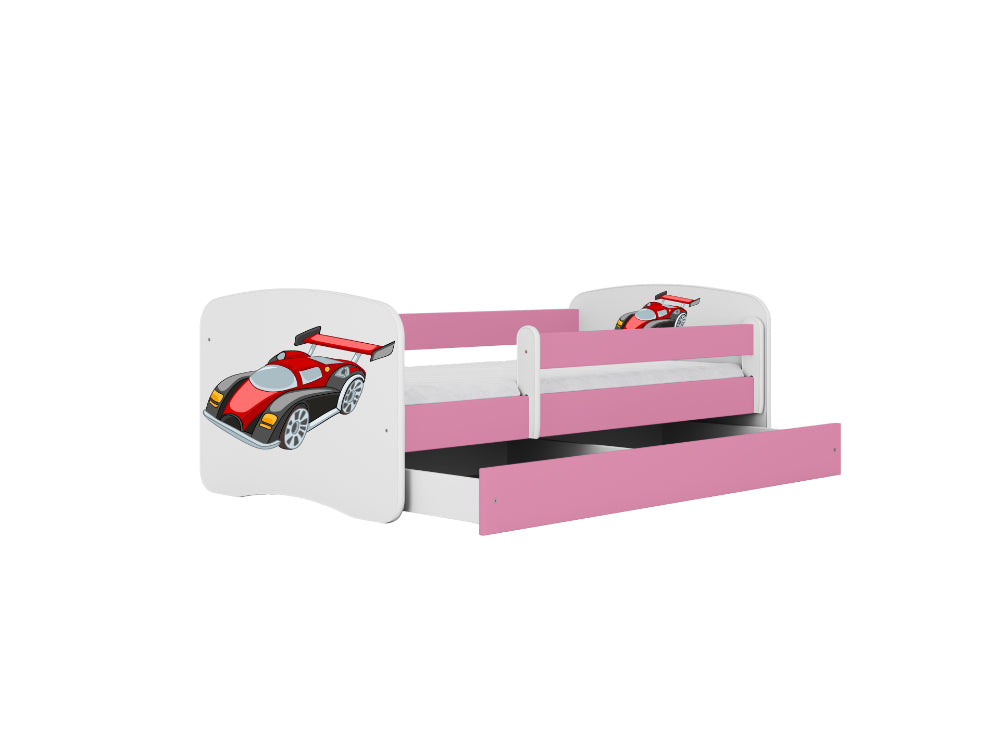 Cama 180 x 80 cm Kocot Kids com gaveta BabyDreams Racing Car Pink