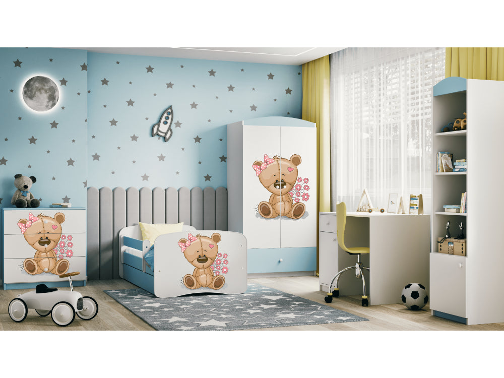 Cama 140 x 70 cm Kocot Kids BabyDreams Teddybear Flowers Blue