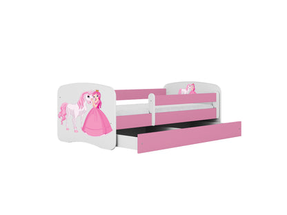 Cama 180 x 80 cm Kocot Kids com gaveta BabyDreams Princess and Horse Pink