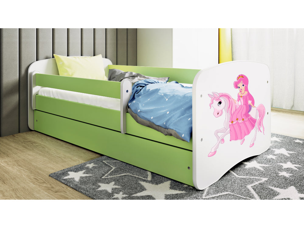Cama 140 x 70 cm Kocot Kids com gaveta Babydreams Princess on Horse Green