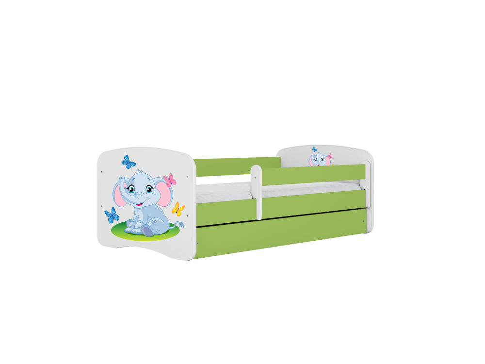 Cama 140 x 70 cm Kocot Kids com gaveta Babydreams Baby Elephant Green