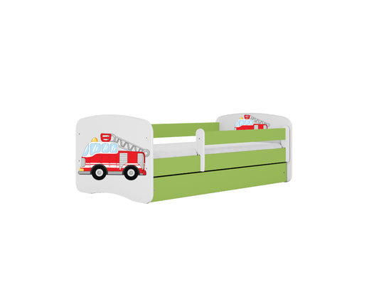 Cama 140 x 70 cm Kocot Kids com gaveta Babydreams Fire Brigade Green