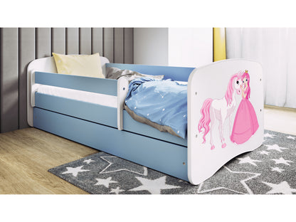 Cama 140 x 70 cm Kocot Kids com gaveta Babydreams Princess and Horse Blue