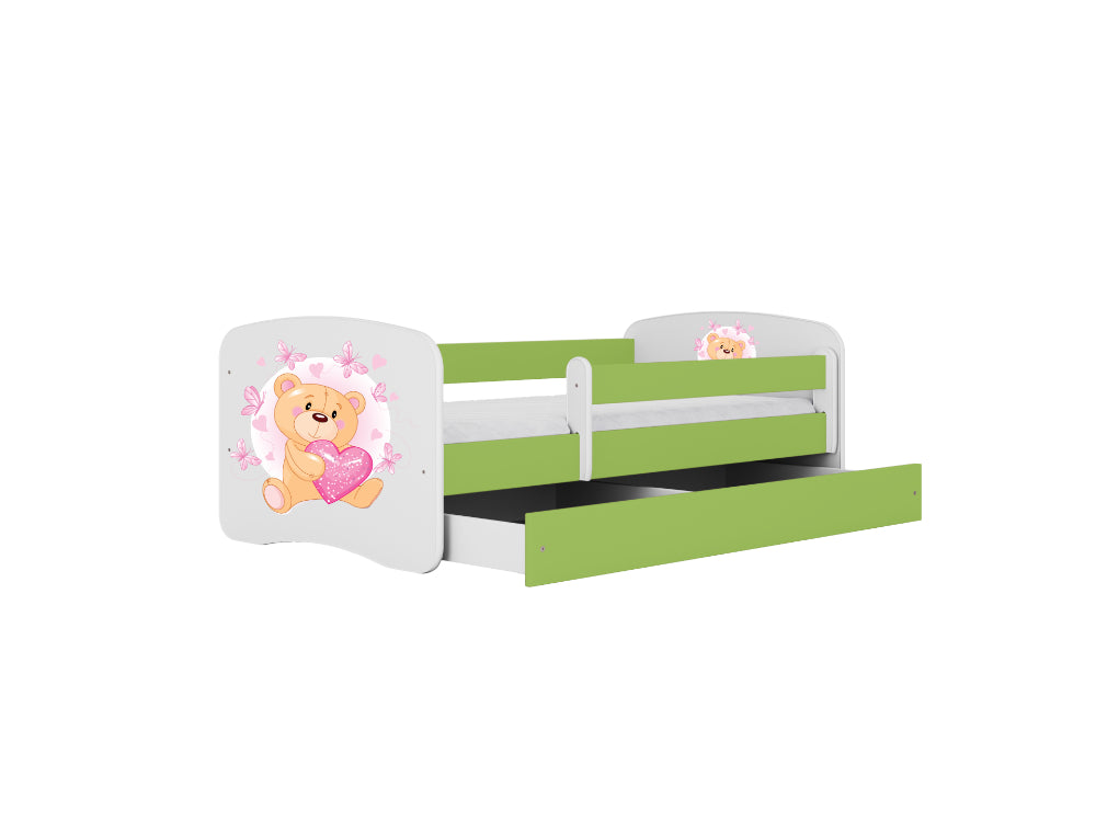Cama 180 x 80 cm Kocot Kids com gaveta BabyDreams Teddybear Butterflies Green