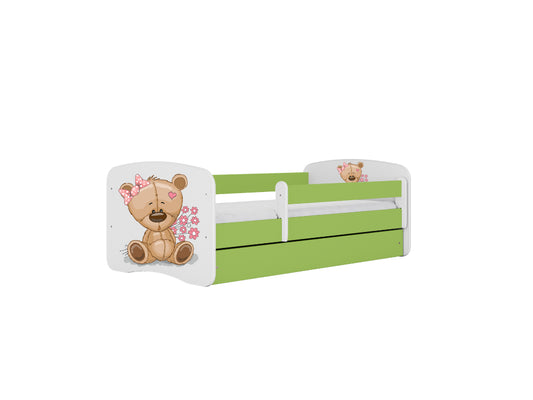Cama 160 x 80 cm Kocot Kids com gaveta BabyDreams Teddybear Flowers Green