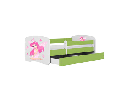 Cama 160 x 80 cm Kocot Kids com gaveta BabyDreams Fairy Borboletas Green