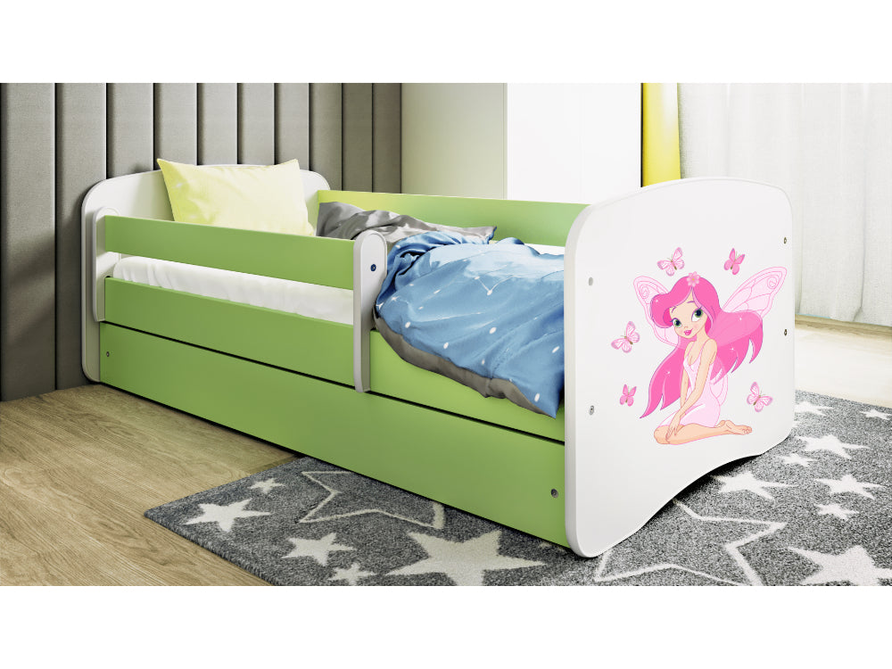 Cama 160 x 80 cm Kocot Kids com gaveta BabyDreams Fairy Borboletas Green