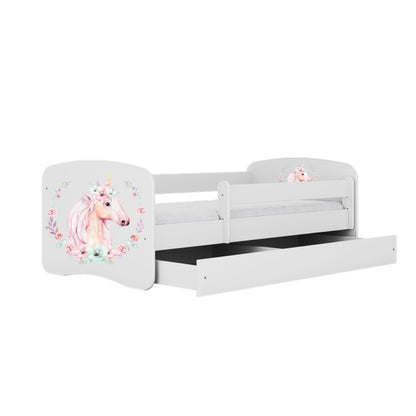 Cama 140 x 70 cm Kocot Kids com gaveta e colchão BabyDreams Horse White